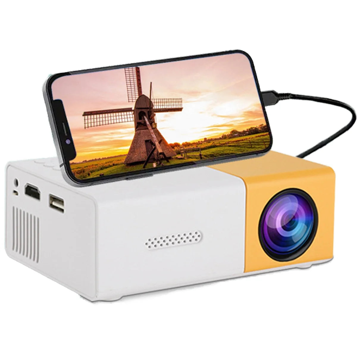 Mini Projector, Wifi Projector Support 1080P Portable Movie Projector, Phone Can Connect to Movie Wirelessly, Compatible with Smartphone/ Tablet/ Laptop/ TV Stick/ USB Drive