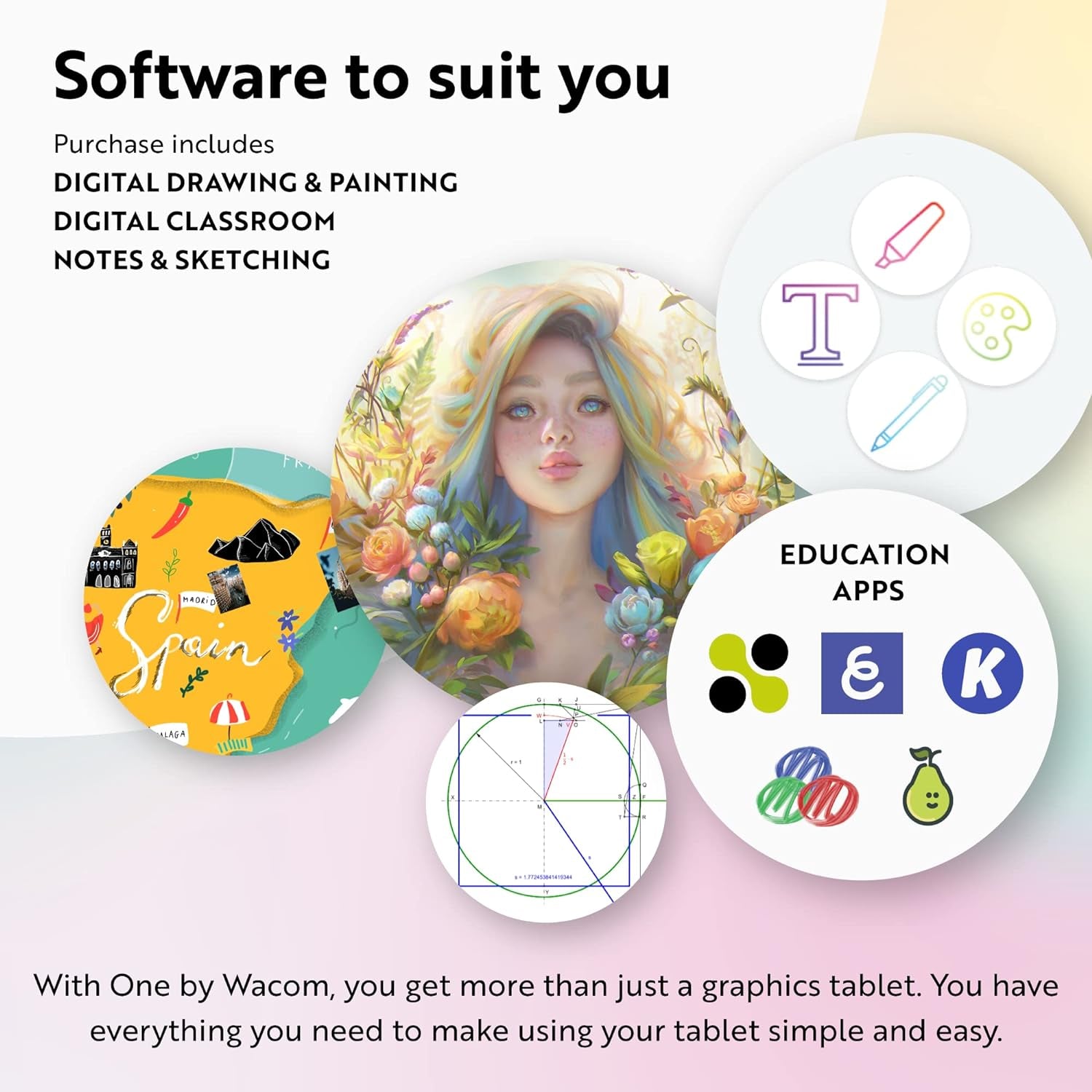 One by  Student Drawing Tablet for Windows PC, Mac and Certified Works with Chromebook, Small